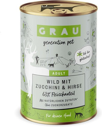 Produktbild von grau Hund 400 Gramm Hundenassfutter 6 x 400 Gramm Wild + Zucchini & Hirse