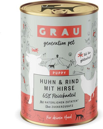Produktbild von grau Hund 400 Gramm Hundenassfutter Sparpaket 12 x 400 Gramm Puppy/Junior mit Huhn
