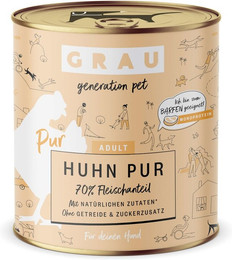 Produktbild von grau Hund 800 Gramm Hundenassfutter Sparpaket 12 x 800 Gramm Huhn pur