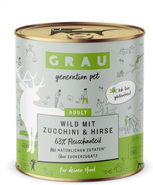 Produktbild von grau Hund 800 Gramm Hundenassfutter Sparpaket 12 x 800 Gramm Wild + Zucchini & Hirse