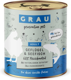 Produktbild von grau Katze 800 Gramm Katzennassfutter 6 x 800 Gramm Geflügel & Seefisch