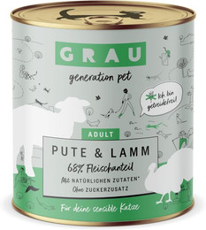 Produktbild von grau Katze 800 Gramm Katzennassfutter 6 x 800 Gramm Pute & Lamm
