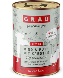 Produktbild von grau Katzennassfutter Kitten Rind & Pute & Karotte - 12 x 400 g