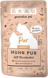 Produktbild von grau Pouchbeutel 125 Gramm Katzennassfutter Sparpaket 32 x 125 Gramm Huhn pur