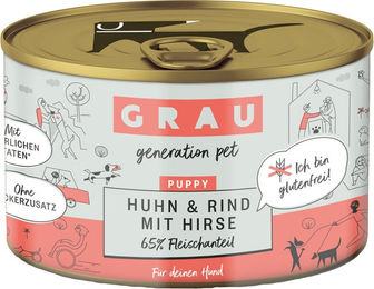 GrauDST -  PUPPY/JUN Huhn,Rind&Hirse 6x200g – Bild 1 von 2