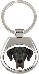 Produktbild von Great Dane I - geometrischer Schlüsselanhänger mit Foto und Aufschrift Art-Dog weiß