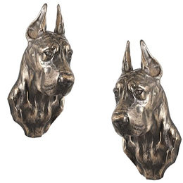 Great Dane I - Hundestatue, hängende Büste, Dekoration braun – Bild 1 von 7