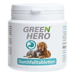 Produktbild von Green Hero Durchfalltabletten für Hund und Katze - 60 Stk.