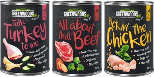Produktbild von Greenwoods Adult Mix 3 Sorten Nassfutter - 12 x 400 g