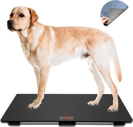 Produktbild von Große Waage mit höchster Wiegegenauigkeit geeignet für große Hunde Hund/Tier 80x50cm, Anti-Rutsch-Pad, 100kg, 10g, schwarz,