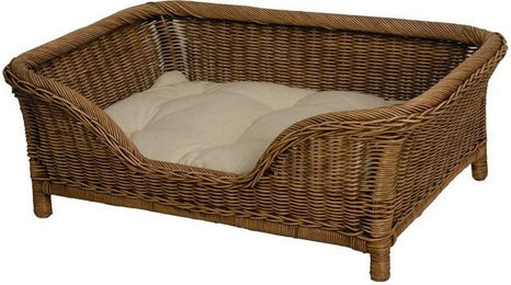 Produktbild von Großer Rattan Hundekorb mit Kissen