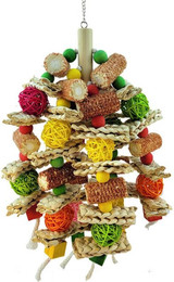 Produktbild von Großes Kauspielzeug für Papageien aus Holz mit natürlichen Maisnüssen