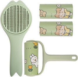 Produktbild von Grüner Haustierkamm mit klebriger Haarentfernung und 2 Ersatz-Kleberollen