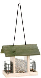 Produktbild von Grüner Jan Vogelhaus Futterhaus aus Holz mit Streufutterfach und Drahtkörben