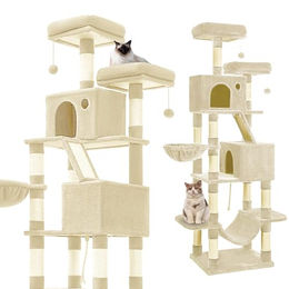 Gaczoo Kratzbaum für Katzen in Beige mit Höhlen und Liegeflächen 60 x 50 x 206 cm – Bild 1 von 1