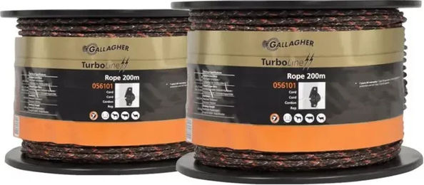 Produktbild von Gallagher TurboLine Geflochtene Zaunschnur aus Edelstahl in Braun und Bunt 2er Pack