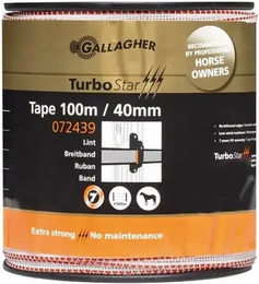 Produktbild von Gallagher Turbostar Weidezaunband in Schwarz und Weiß aus Edelstahl