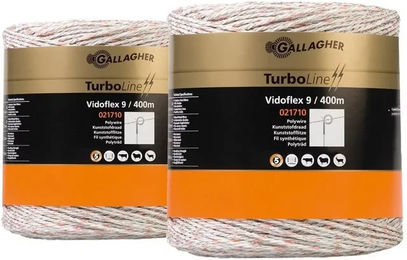 Produktbild von Gallagher Vidoflex 9 TurboLine Plus Elektrozaun-Schnur aus Kunststoff in Weiß (2er-Pack) - 2 x 400 m