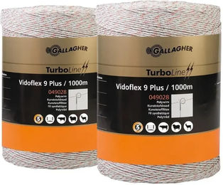 Produktbild von Gallagher Vidoflex 9 TurboLine Plus Elektrozaunschnur aus Metall in Weiß (2er Pack)