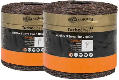 Produktbild von Gallagher Vidoflex 9 TurboLine Plus Zaunschnur aus Metall in Braun und Schwarz (2er Pack)