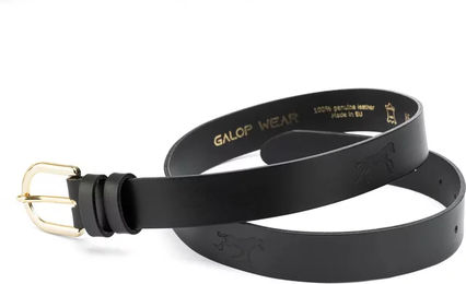 GALOP WEAR Ledergürtel für Reiter aus pflanzlich gegerbtem Rindsleder Schwarz Gold 95cm – Bild 1 von 4