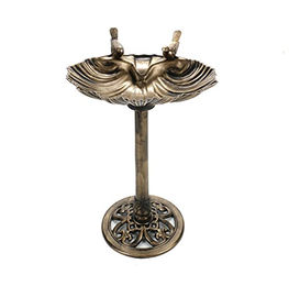 Garden Pleasure Vogeltränke im Retro-Design mit 2 Deko-Vögeln aus Kunststoff in Bronze, Muschelform, 49 x 79 cm – Bild 1 von 12