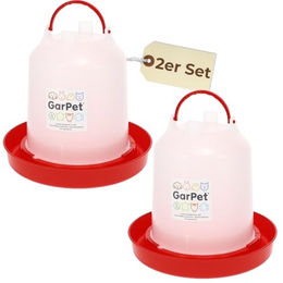 GarPet 2er Set Automatische Hühnertränke aus Kunststoff für Geflügel 6 L in Weiß und Rot - 2 x 6 l – Bild 1 von 12