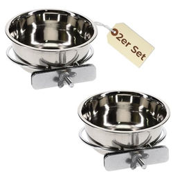 GarPet 2er Set Edelstahl Napf zum Einhängen für Hunde Katzen Kaninchen und Vögel in Silber - 2 x 0,95 l – Bild 1 von 12