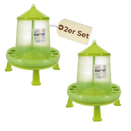 GarPet 2er Set Futtertrog für Hühner und Wachteln mit Füßen aus Kunststoff Grün 8 kg - 2 x 8 kg – Bild 1 von 4