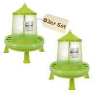Produktbild von GarPet 2er Set Futtertrog für Hühner und Wachteln mit Füßen aus Kunststoff Grün 8 kg - 2 x 8 kg
