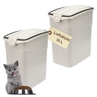 Produktbild von GarPet 2er Set Luftdichte Futtertonnen mit Deckel zur Aufbewahrung von Hundefutter und Katzenfutter 13 L - 2 x 13 l