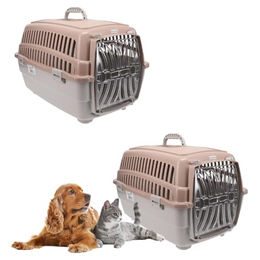 GarPet 2er Set Transportboxen aus Kunststoff für Hunde Katzen und Kaninchen mit sicherem Schloss – Bild 1 von 12