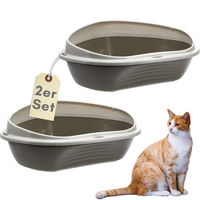 Produktbild von GarPet Ecktoilette für Katzen XXL 2er Set Grau aus Kunststoff