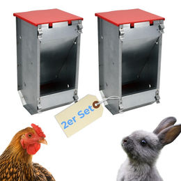 GarPet Futterautomat 2er Set aus Metall mit Deckel für Hühner und Kaninchen - 2 x 1 kg – Bild 1 von 8