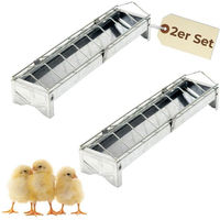 Produktbild von GarPet Futterspender 2er Set Metall Futtertrog für Hühner Tauben und Wachtel 30 cm Silber