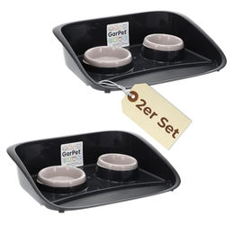 GarPet Futterstation 2er Set mit 2 Näpfen und Unterlage für Hunde und Katzen aus Kunststoff – Bild 1 von 13