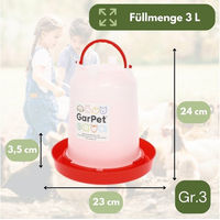 Produktbild von GarPet Geflügeltränke Wassertränke für Hühner aus Kunststoff 3 l