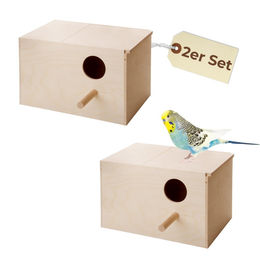 GarPet Nistkasten 2er Set aus Holz für Wellensittich und Papagei 30x19x18 cm – Bild 1 von 13