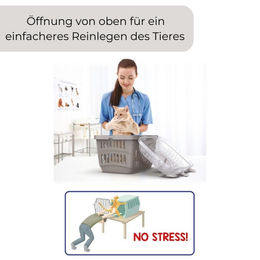 GarPet Tiertransportbox mit Dachöffnung für Hunde Katzen und Kleintiere aus Kunststoff in Beige oder Grau Größe M – Bild 1 von 6