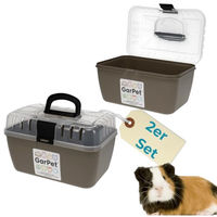 Produktbild von GarPet Transportbox für Kleintiere aus Kunststoff in Transparent und Taupe 2er Set