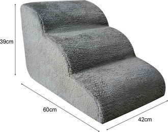 GARRYFIZH Hundetreppe 3-stufig für kleine Hunde Grau aus Polyester abnehmbar und waschbar – Bild 1 von 3