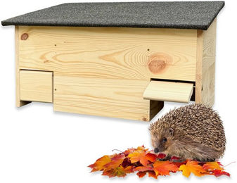 gartenetage Igelhaus aus Massivholz mit zwei Eingängen und Rattenklappe wetterfest und katzensicher – Bild 1 von 5