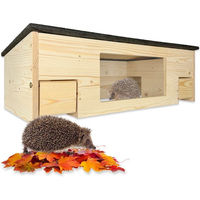 Produktbild von gartenetage Igelhaus XXL aus Holz mit Panorama-Beobachtungsfenster und Rattenklappe