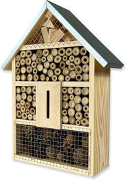gartenetage Insektenhotel XL aus Holz mit Metalldach und Bambus für Garten und Terrasse – Bild 1 von 5