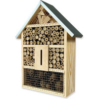 Produktbild von gartenetage Insektenhotel XL aus Holz mit Metalldach und Bambus für Garten und Terrasse