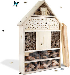 gartenetage Insektenhotel XXL aus Holz naturbelassen mit Pfählen – Bild 1 von 5