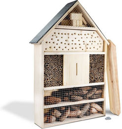 gartenetage Insektenhotel XXL aus massivem Holz mit Schieferdach und Naturbelassenem Design – Bild 1 von 5