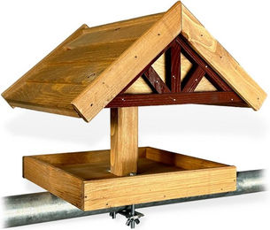 gartenetage Vogelhaus aus Holz als wetterfeste Vogelfutterstelle für den Balkon in Braun – Bild 1 von 5