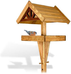 gartenetage Vogelhaus aus Holz mit höhenverstellbarem Ständer und Erdspieß in Braun – Bild 1 von 3