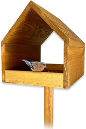 gartenetage Vogelhaus aus Massivholz mit Erdspieß in Braun für Wildvögel – Bild 1 von 5